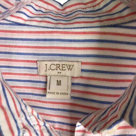 J.Crew Shirt Wmns Sz M Multicolor Striped Sheer  3/4 Button Down Coverup Summer - Picture 5 of 9